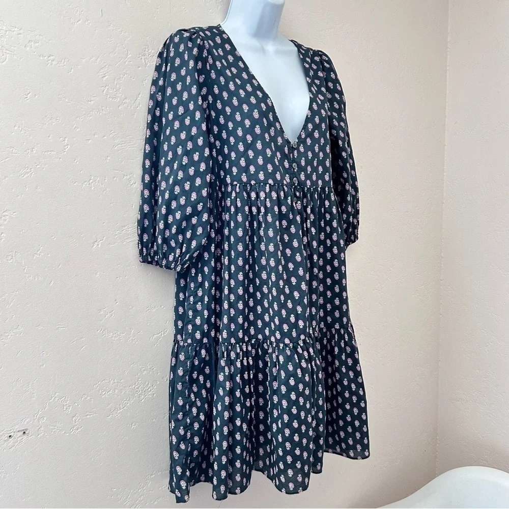 J CREW Cotton Voile Tiered Beach Dress In Best Buds Size XS - Picture 4 of 12